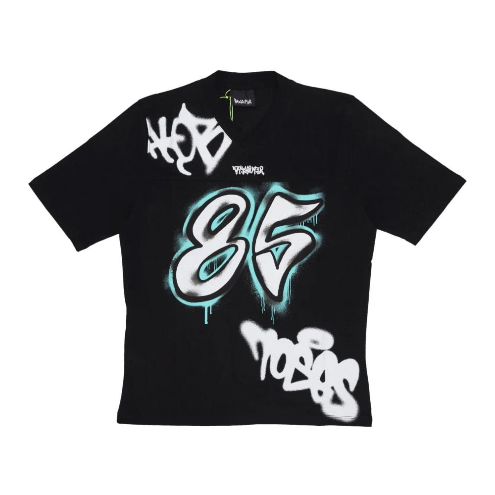 Disclaimer Uomo Nero - Tee Con Scollo A V E Stampa Oversize - Tops - M