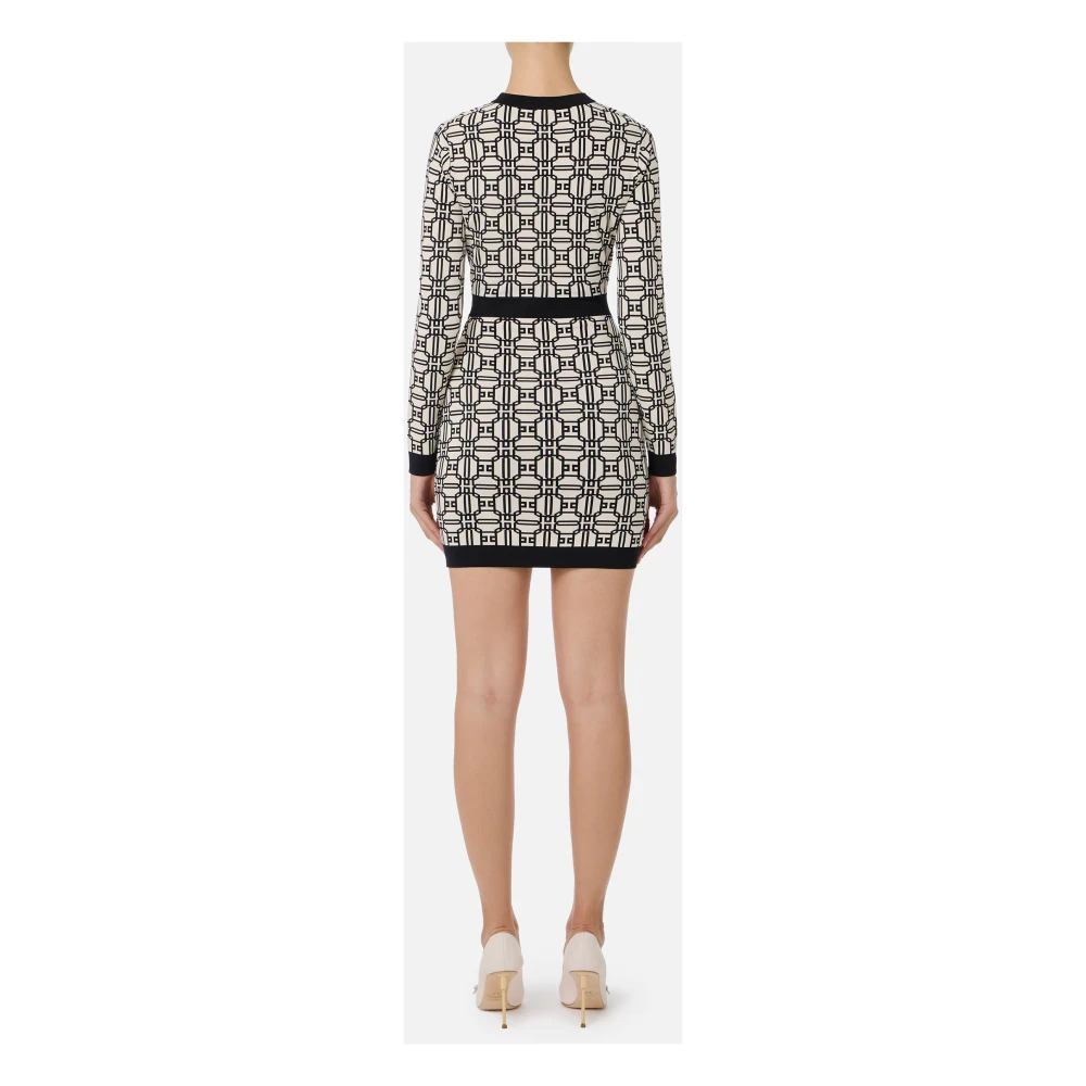 Elisabetta Franchi Jacquard Logo Print Mini Jurk Multicolor Dames
