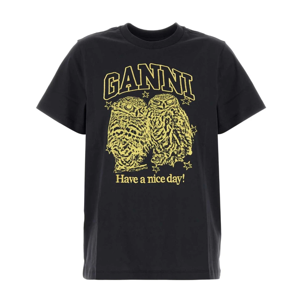 Ganni Slate Katoenen T-shirt Black Dames