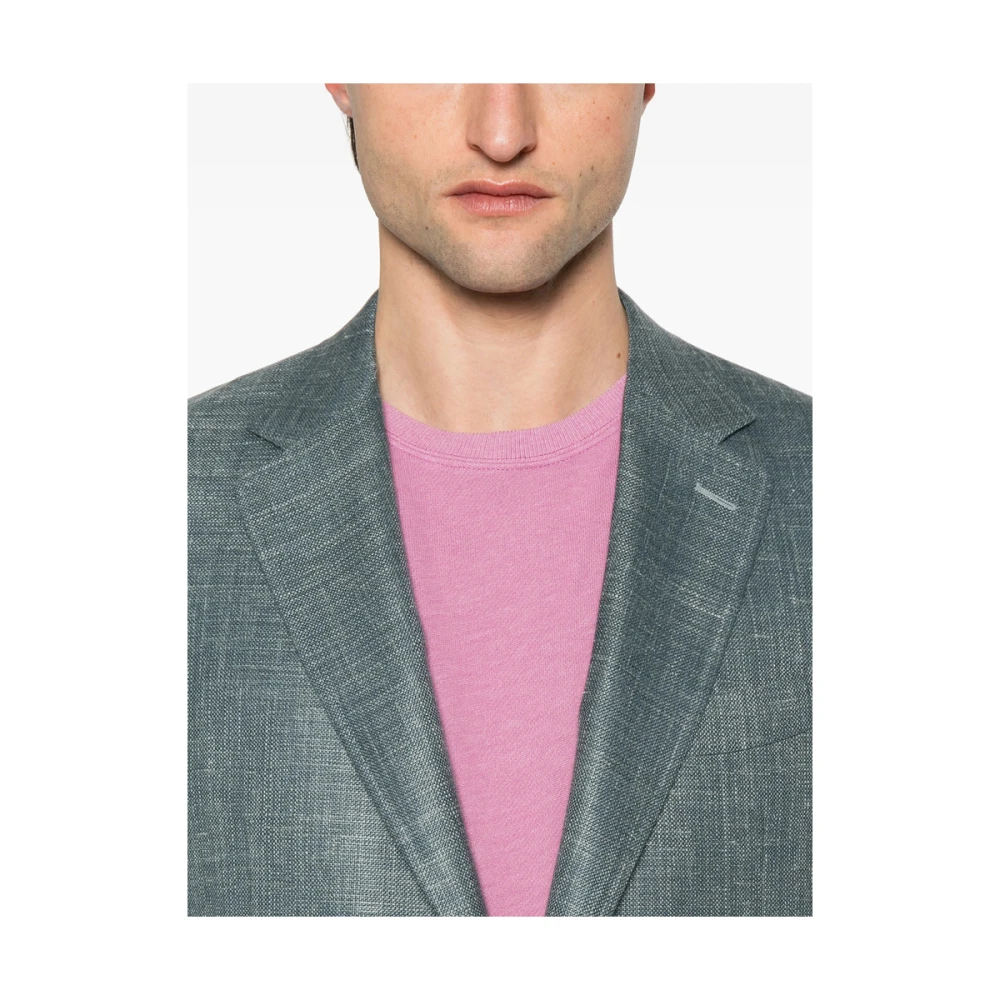 Canali Blauwe Geknoopte Jas met Zakken Blue Heren