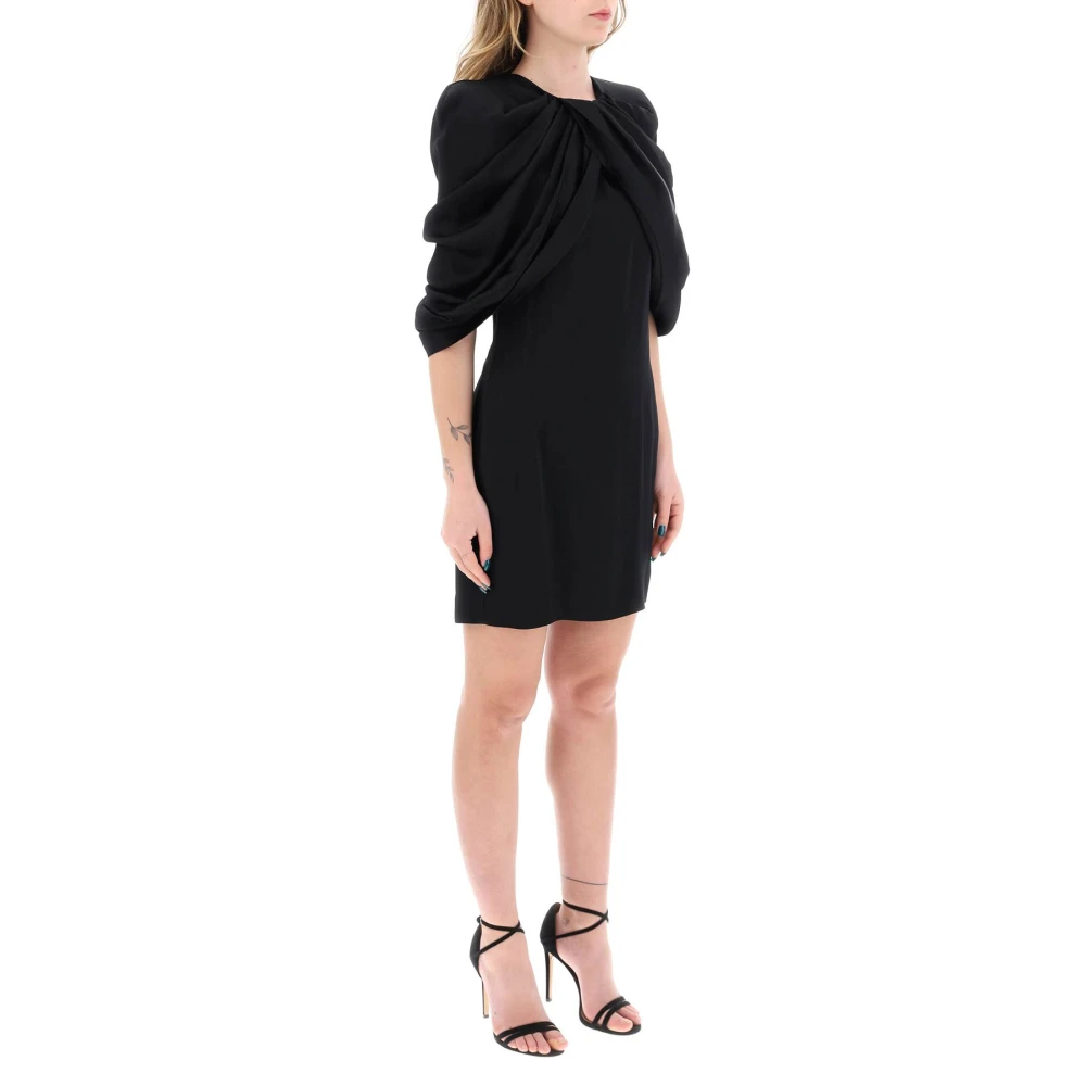 Stella Mccartney Mini jurk met bloemblaadjesmouwen Black Dames