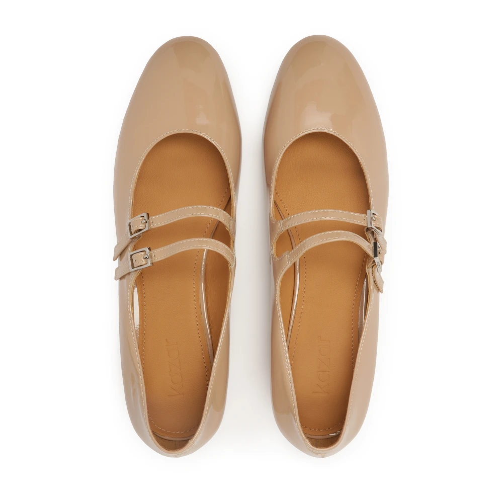 Kazar Beige gelakte Mary Jane-stijl pumps