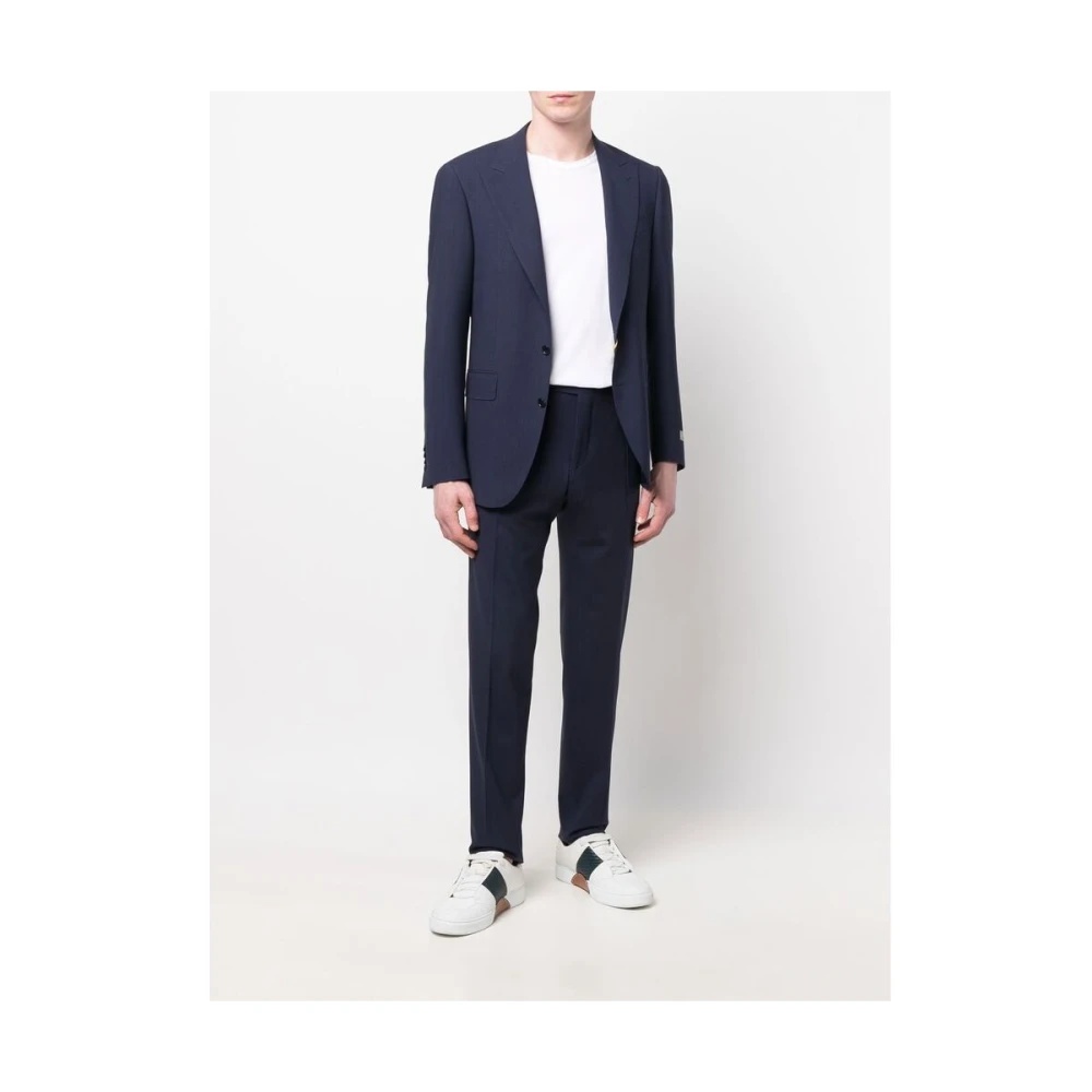 Canali Donkerblauwe Slim-Fit Wollen Broek Blue Heren