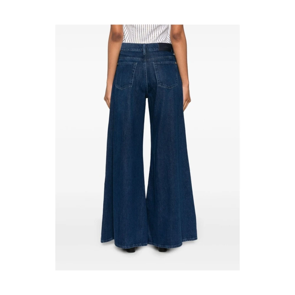 7 For All Mankind Donkerblauwe Wide Leg Denim Jeans Blue Dames