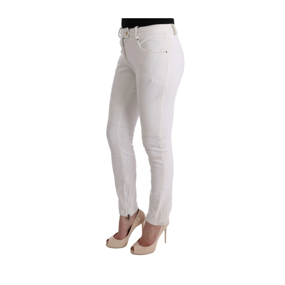 Ermanno Scervino Witte Slim Fit Katoenen Broek White Dames