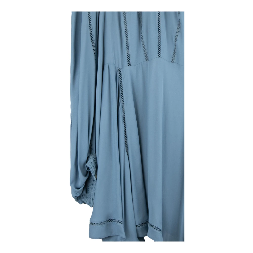 Elisabetta Franchi Mesh Geborduurde Jurk met Rits Blue Dames