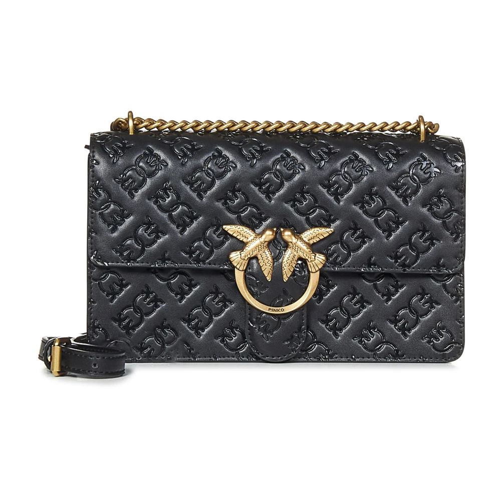 pinko Love Birds Diamond Cut Schoudertas Black Dames