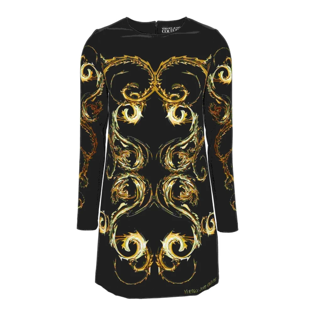 Versace Jeans Couture Zwarte Jurk Aw24 Damesmode Multicolor Dames