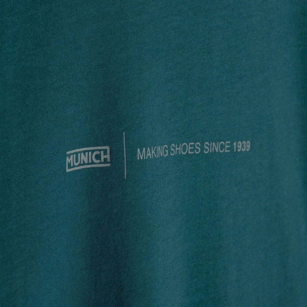 Munich Urban Printed T-shirt in Petroleum Green Heren