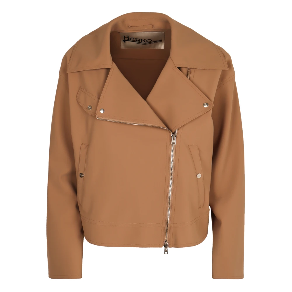 Herno Women's Brown Asymmetric Biker Jacket