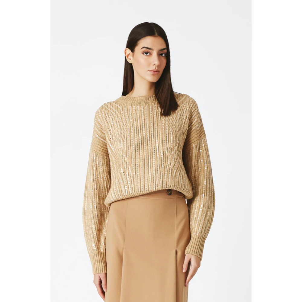Nenette Paillet Wol Trui Kameel Brown Dames