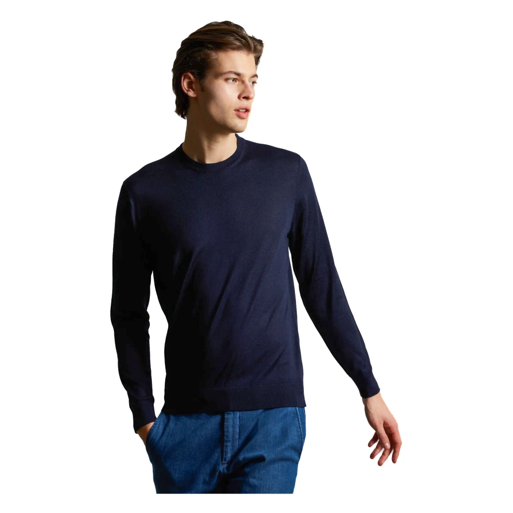 Colombo Blauwe Kid Wol Trui Blue Heren