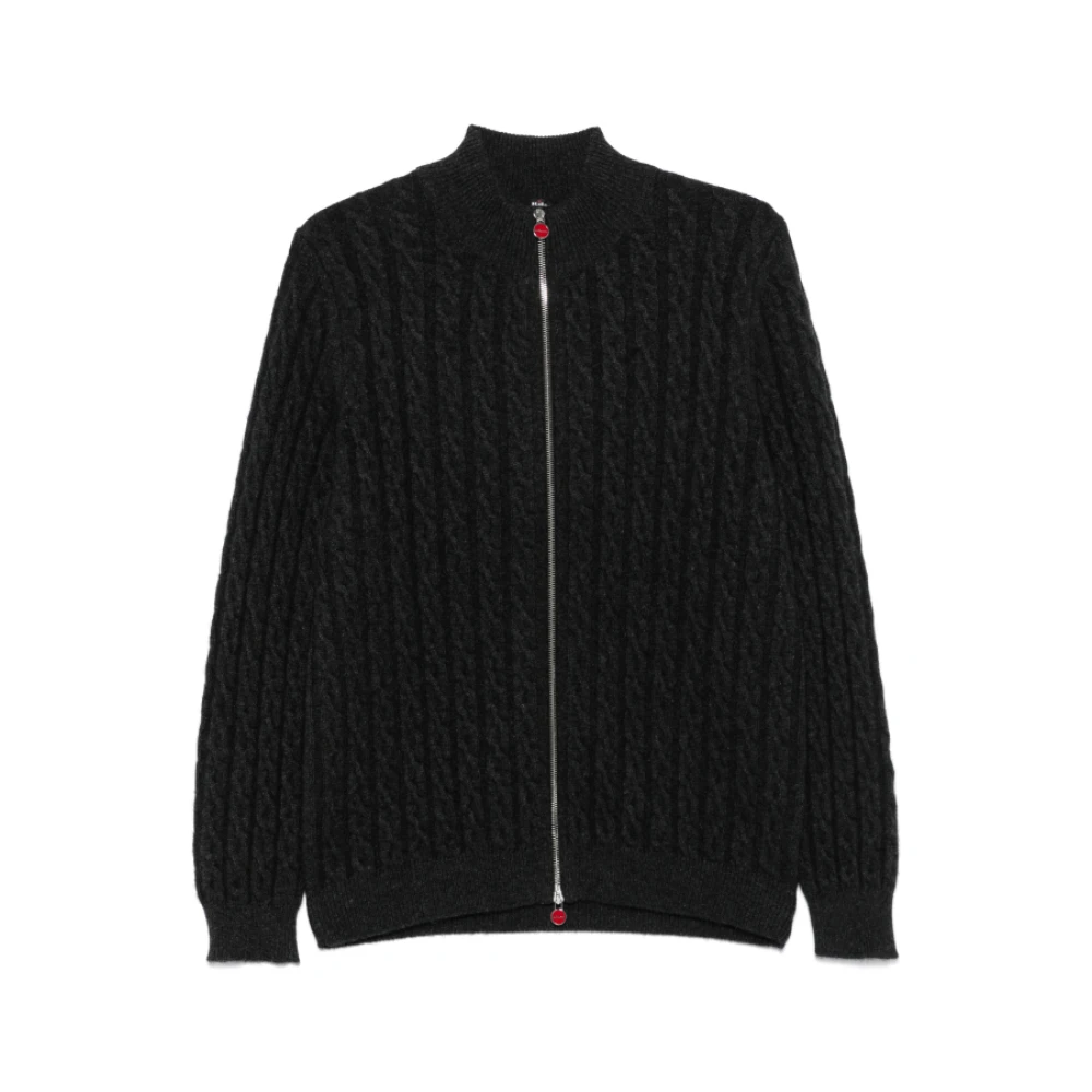 Kiton Donkergrijze Cashmere Cable-Knit Vest Gray Heren