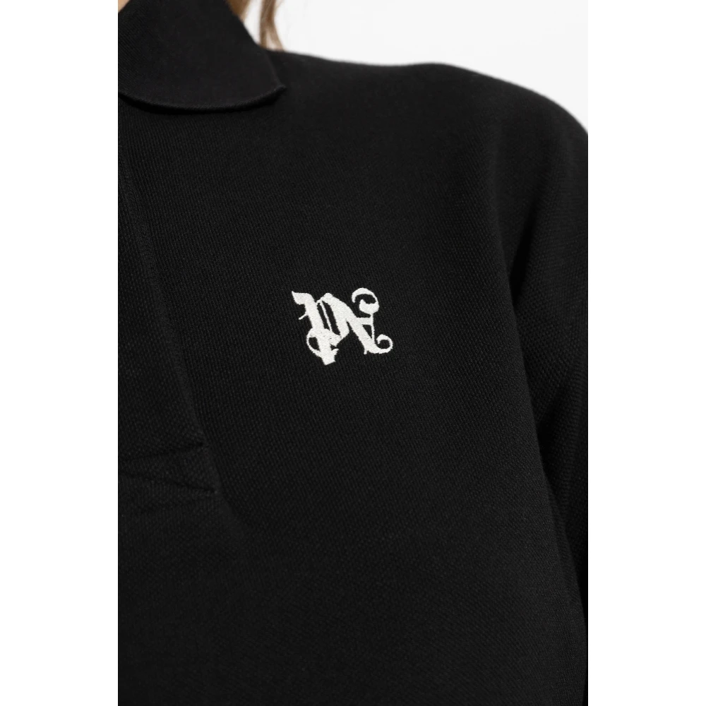 Palm Angels Korte Polo Top Black Dames