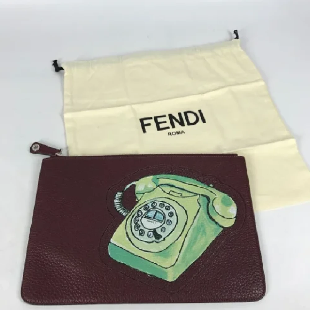 Fendi Vintage Pre-owned Leather clutches Brown Dames