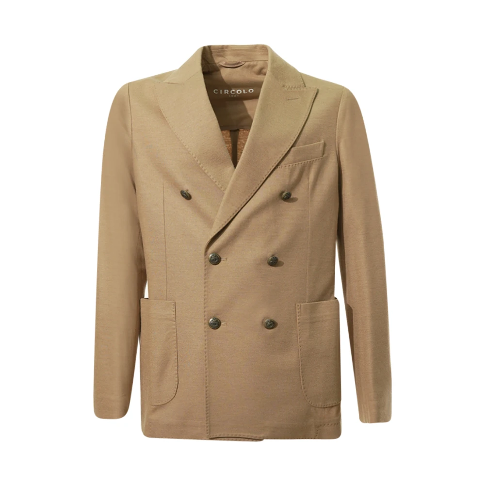 Circolo 1901 Men's Brown Double-Breasted Wool Cashmere Jacket