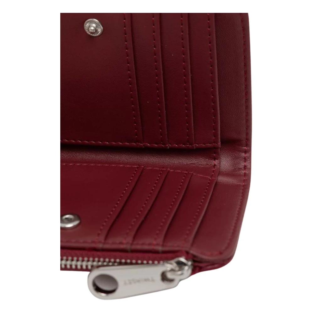 Twinset Bordeaux Leren Portemonnee Drukknoopsluiting Red Dames
