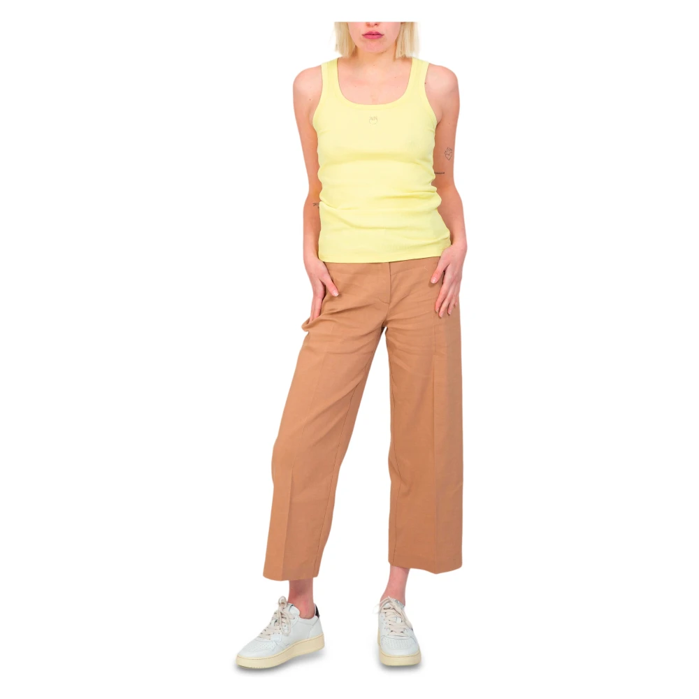 pinko Losse Twill Broek Beige Dames