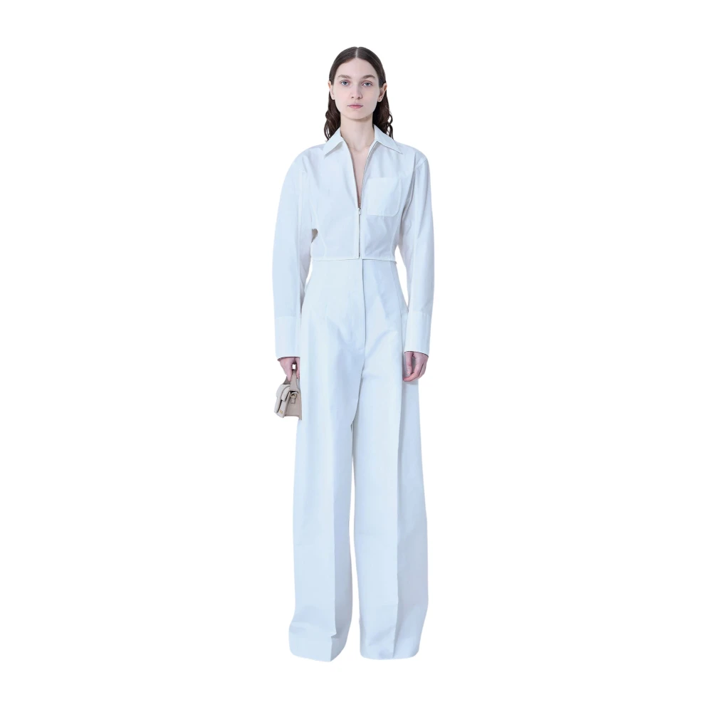 Jacquemus White Le Pantalon Souro Trousers - Female - Wide Trousers - 2XS - Trousers