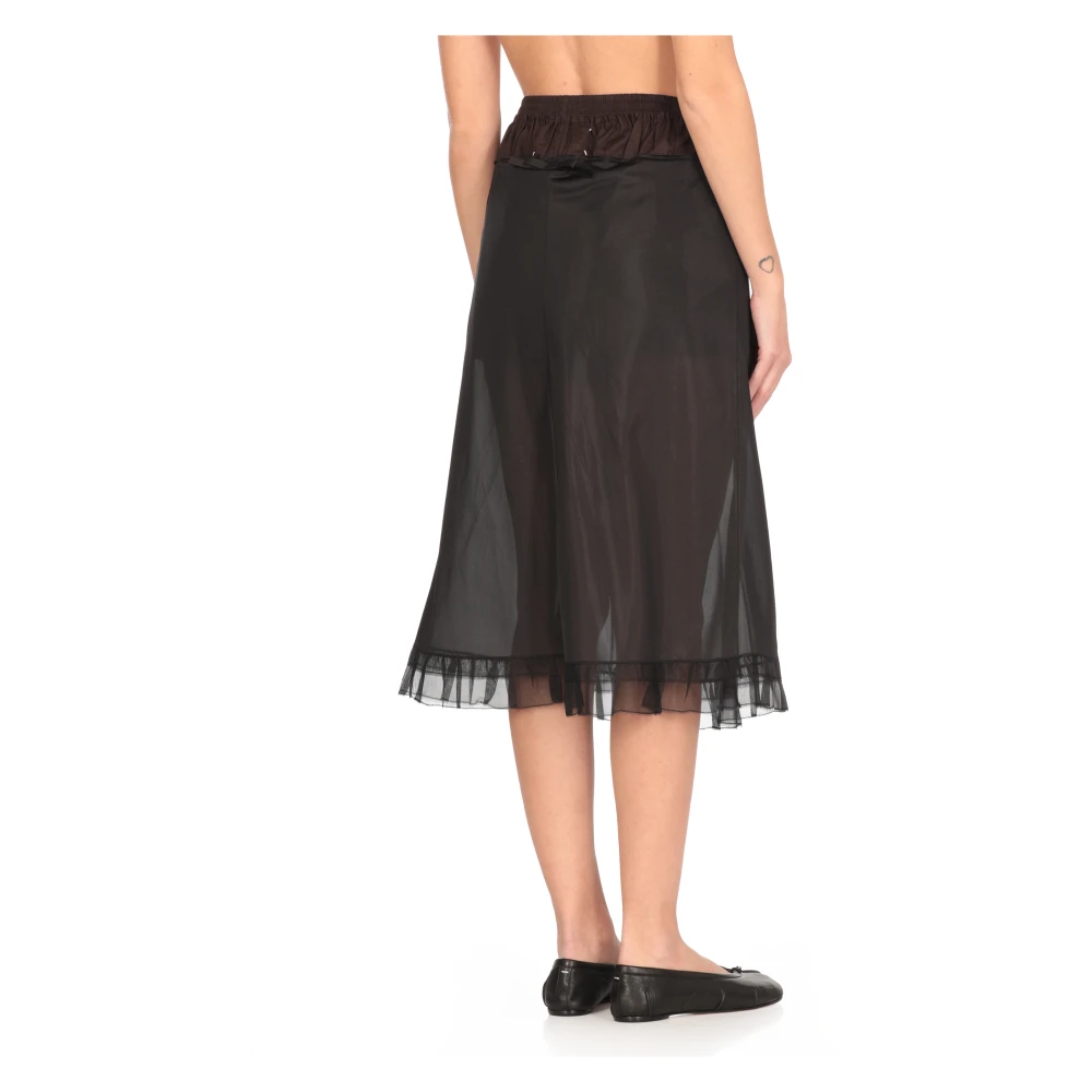 Maison Margiela Zwarte Tule Rok met Strikdetail Black Dames