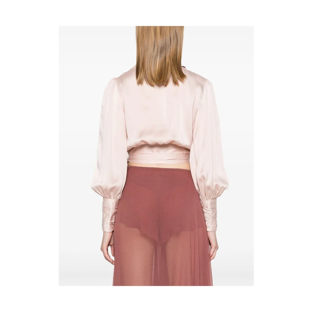 Zimmermann Zijden Satijnen Wrap Blouse Pink Dames