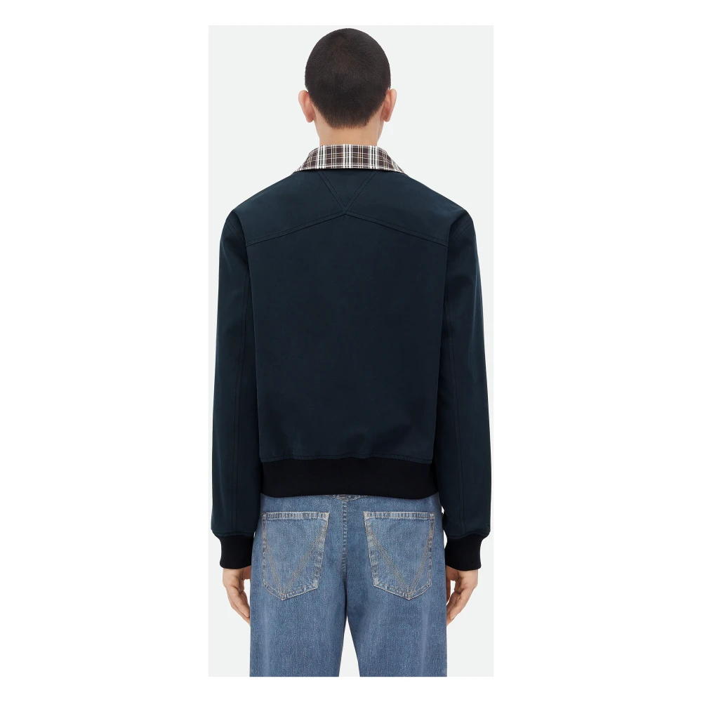 Bottega Veneta Blauwe Omkeerbare Geruite Jas Blue Heren