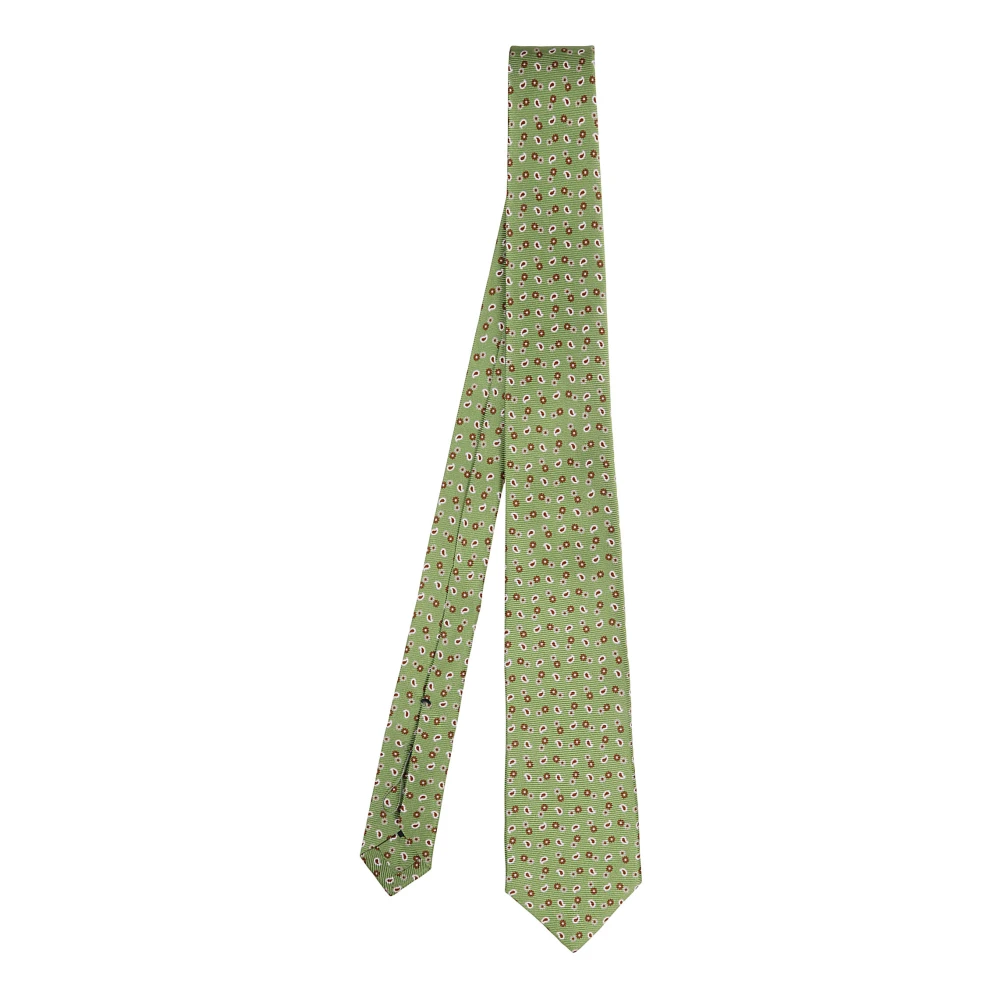 Errico Formicola Groene Zijden Patroon Stropdas Multicolor Heren