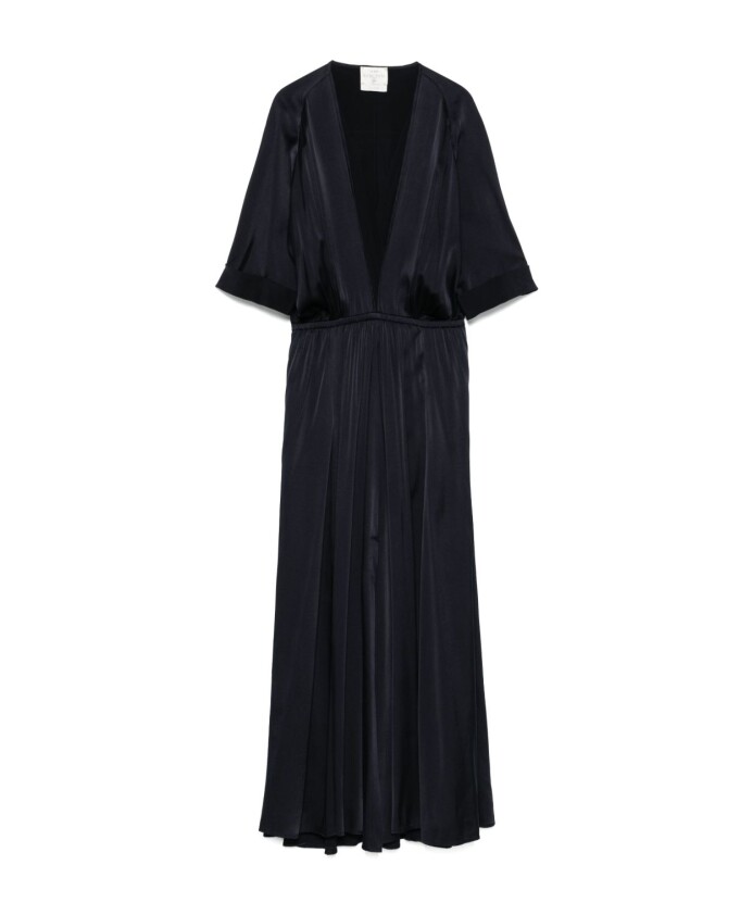 blue-v-neck-dress-with-elastic-waistband