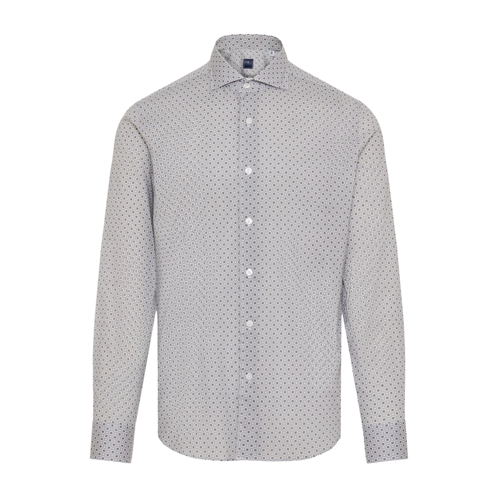 Fedeli Katoen Elastaan Shirt Made in Italy Gray Heren