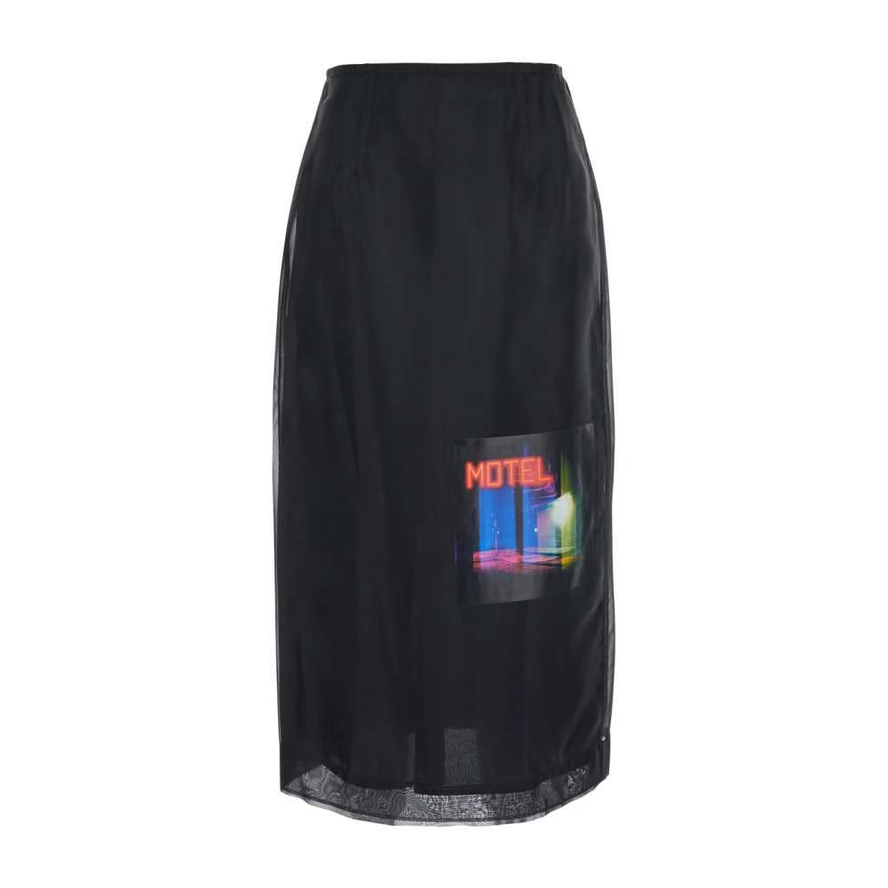 SPORTMAX Zwarte rok met voorprint Black Dames