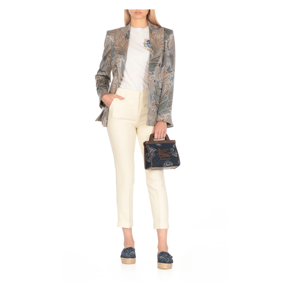 ETRO Blauwe katoenen en leren damestas Blue Dames