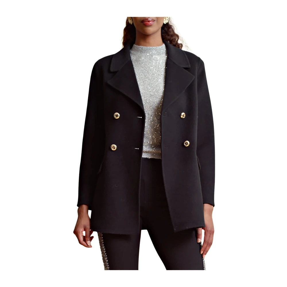 By Timo Black Blazers, Female, M, Elegant Wool Blend Blazer