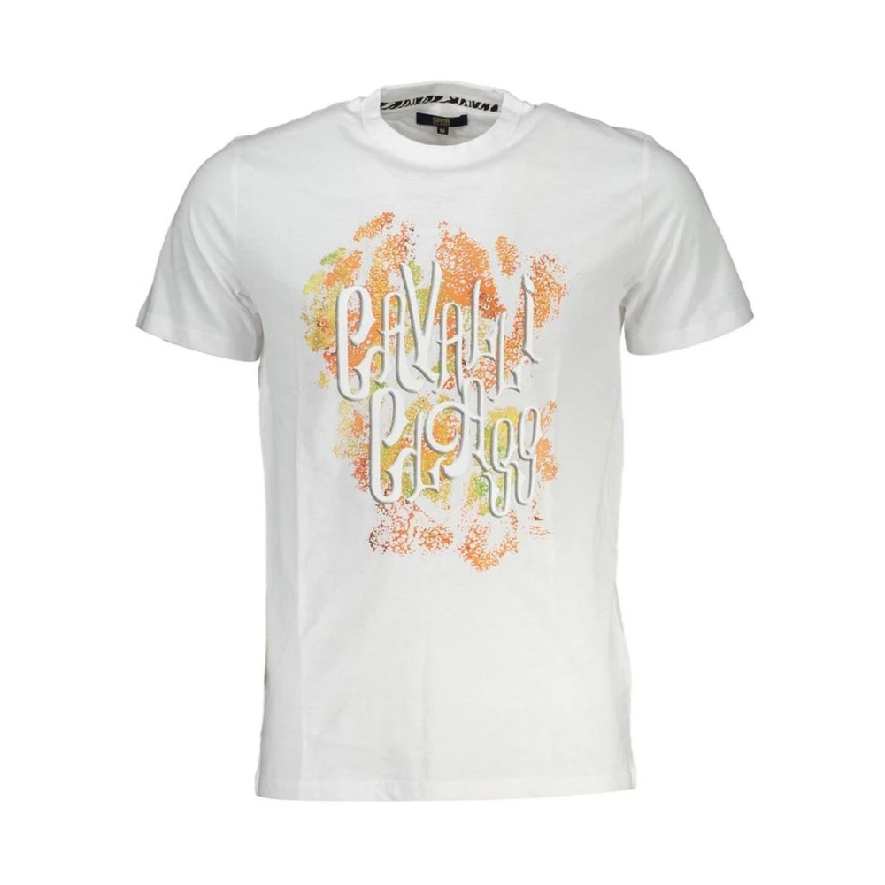 Cavalli Class Men's White Floral Print Tee