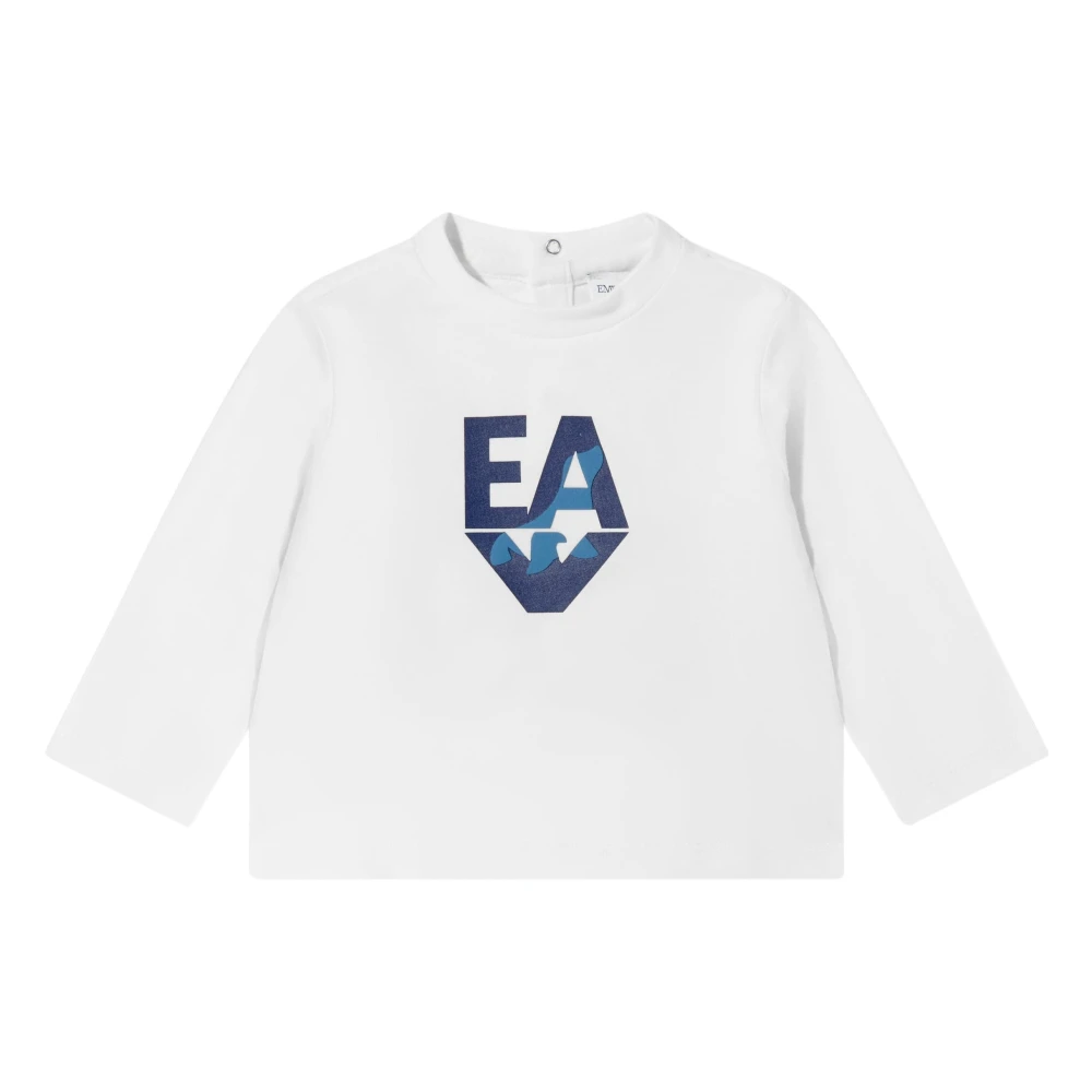 Emporio Armani Boys Beige Kids Short Sleeve T-Shirts, 12 M, Long Sleeve Logo T-Shirt