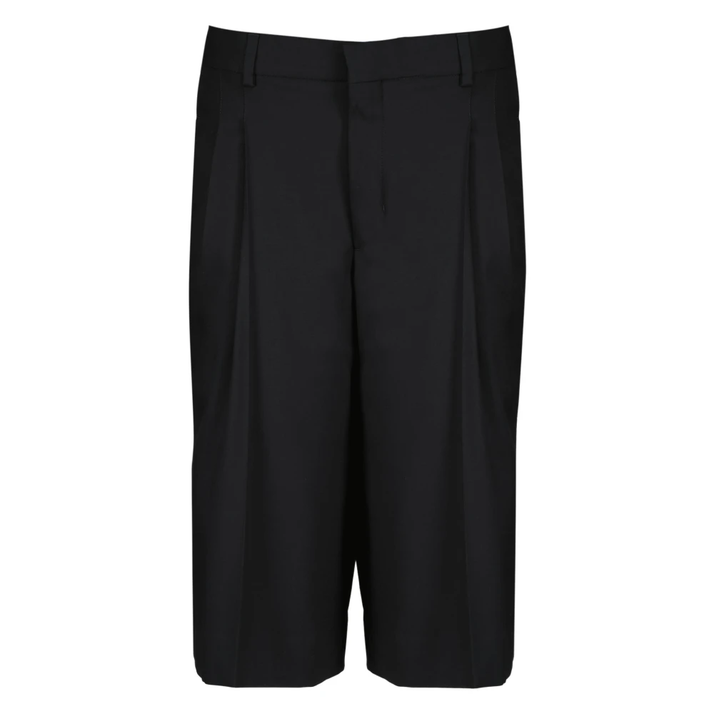 Ami Paris Black Low Waist Wide Bermuda Shorts - Female - Bermudas - 2XS - Shorts
