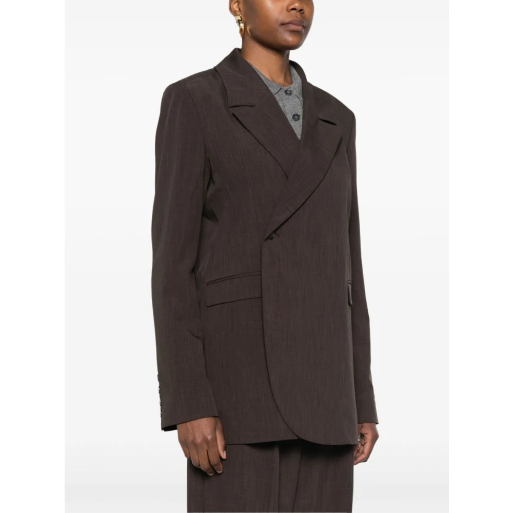 Birgitte Herskind Auburn Brown Blazer met Off-Center Knoop Brown Dames