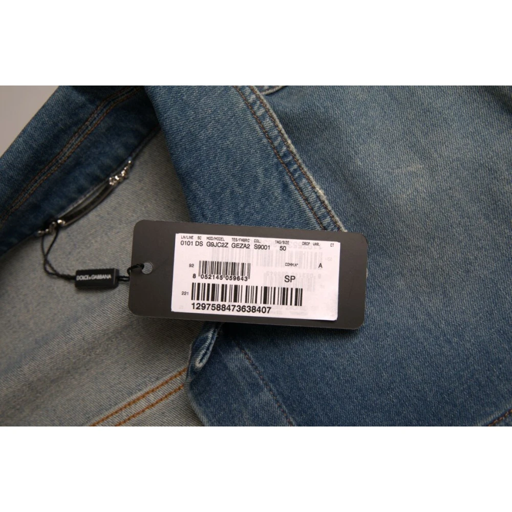 Dolce & Gabbana Elegante Blauwe Denim Jack Blue Heren