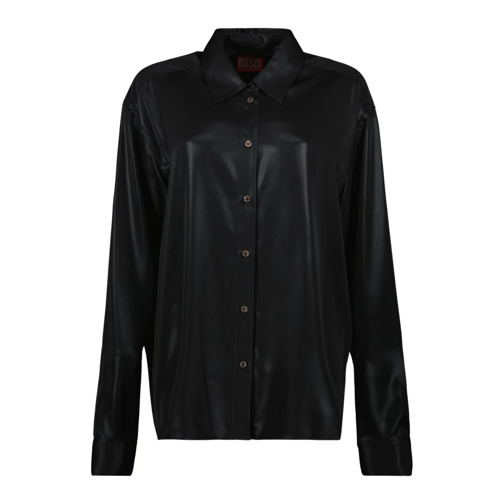 Diesel Zwarte S-Simply Gelamineerde Shirt Black Dames