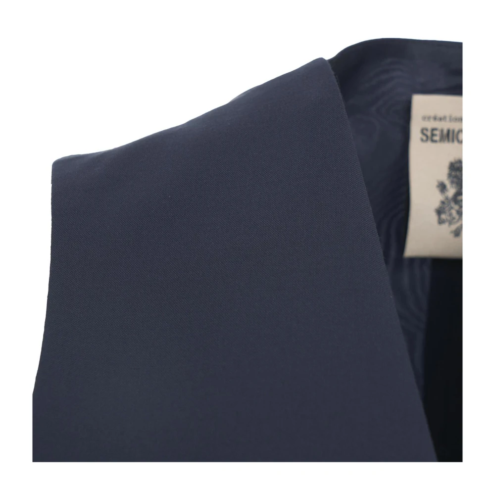 Semicouture Blauwe Wollen Blazer Blue Dames