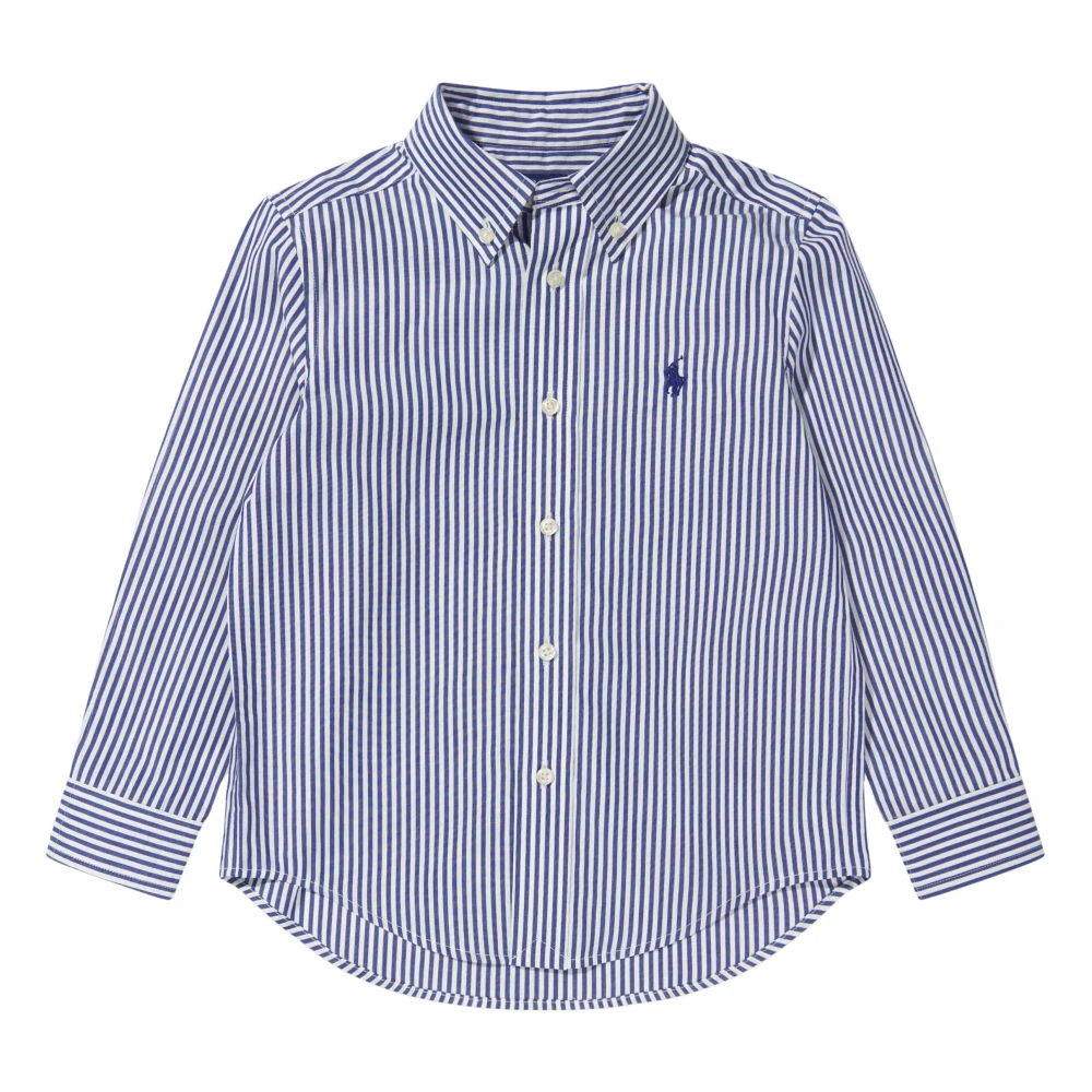 Ralph Lauren Blue Kids Shirts, Male, 7 Y, Striped Cotton Poplin Shirt