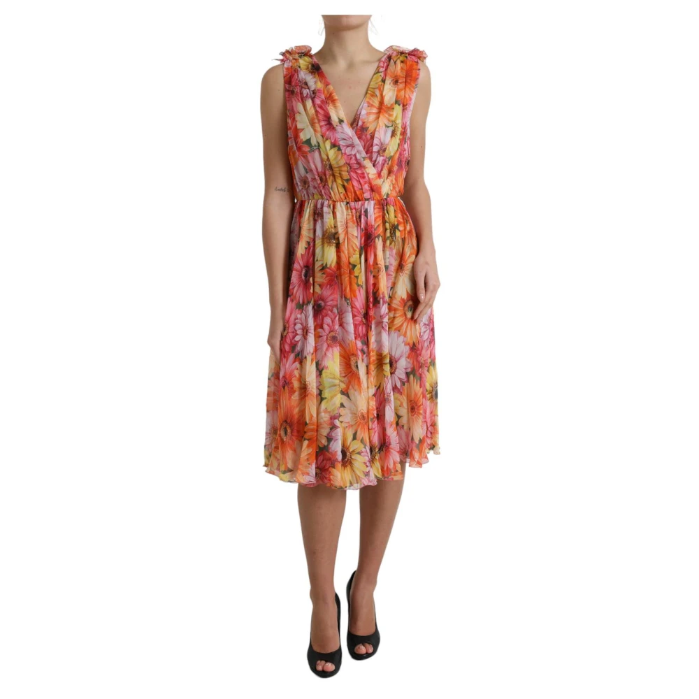 Dolce & Gabbana Women's Sunflower Print Silk A-Line Midi Dress