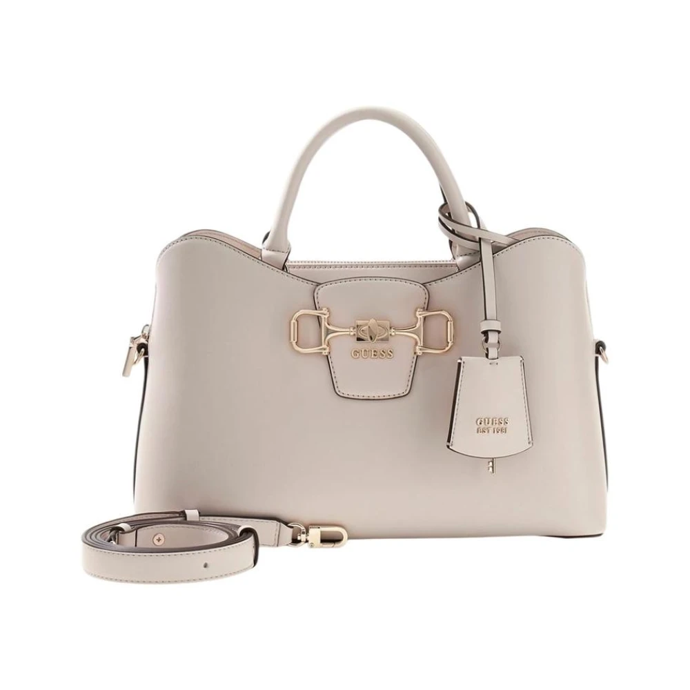 Guess Women's White Handbag With Zip And Multiple Pockets