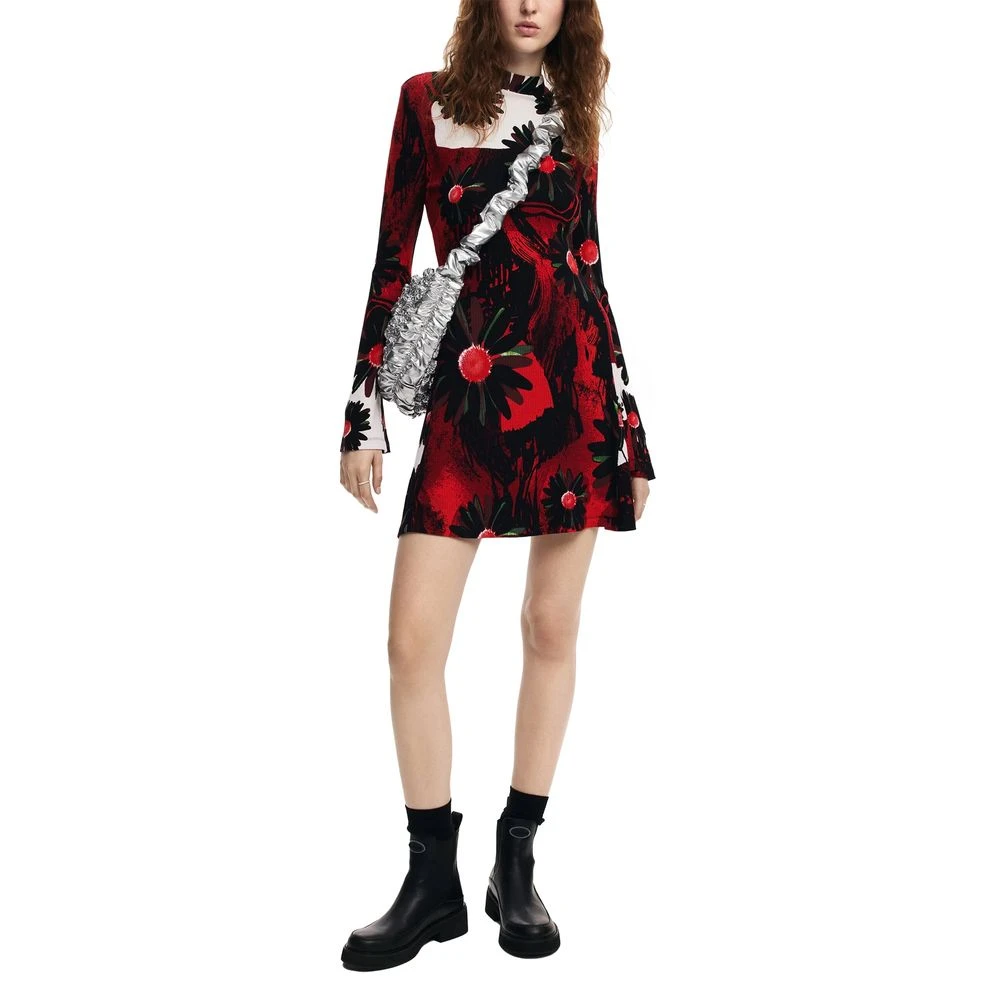 Desigual Rode Viscose Jurk Herfst Winter Collectie Red Dames