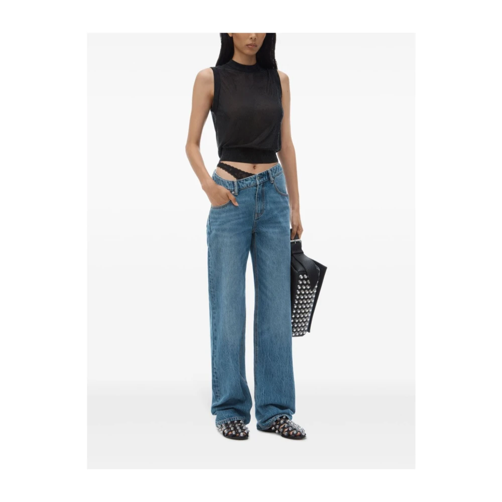 alexander wang Blauwe Denim Jeans met Kantdetail Blue Dames