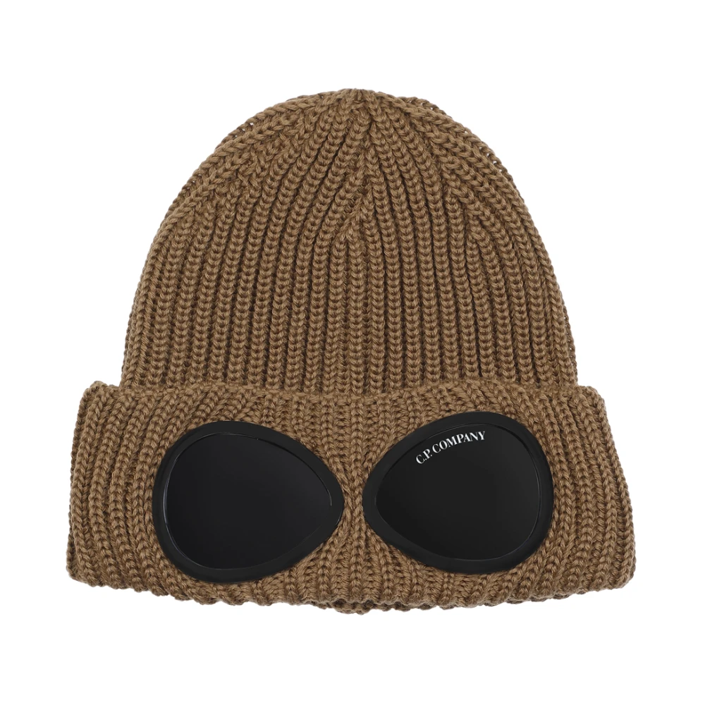 C.P. Company Merino Wool Goggle Beanie Muts Brown Heren