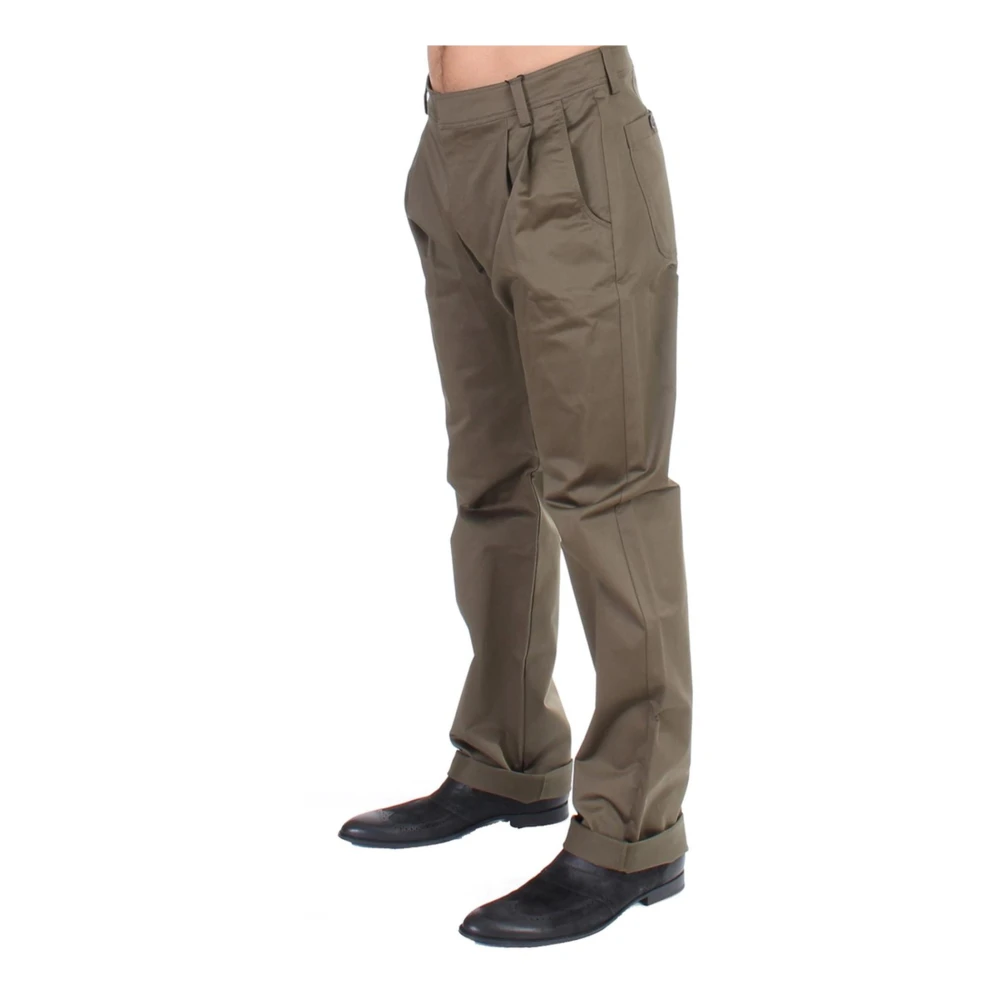 Gianfranco Ferré Groene Katoenen Stretch Logo Broek Green Heren