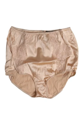 Beige Silk Spets Hög Midja Bikini