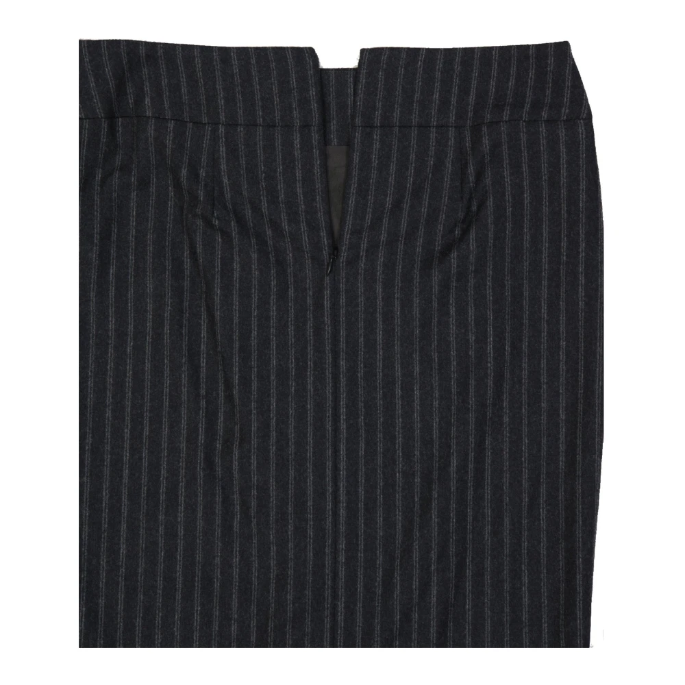 BRUNELLO CUCINELLI Gestreepte Wollen Rok Grijs Gray Dames