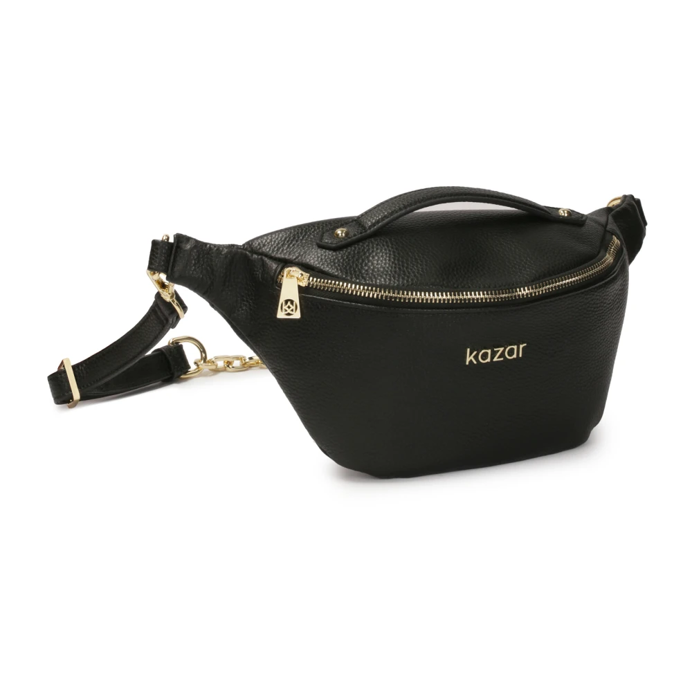 Kazar Leren heuptas in zwart met gouden hardware Black Dames