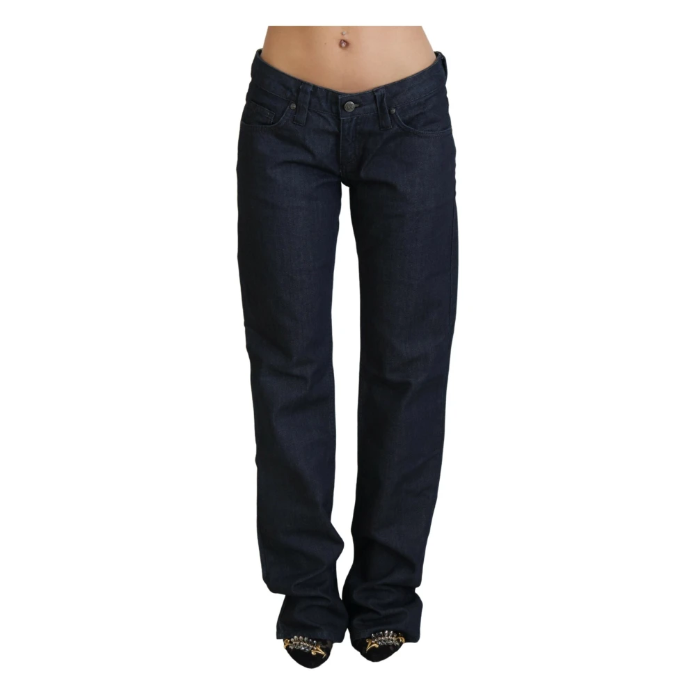 Exte Dark Blue Low Waist Straight Cut Jeans - Female - Straight Fit Jeans - Blue - W26 - Jeans
